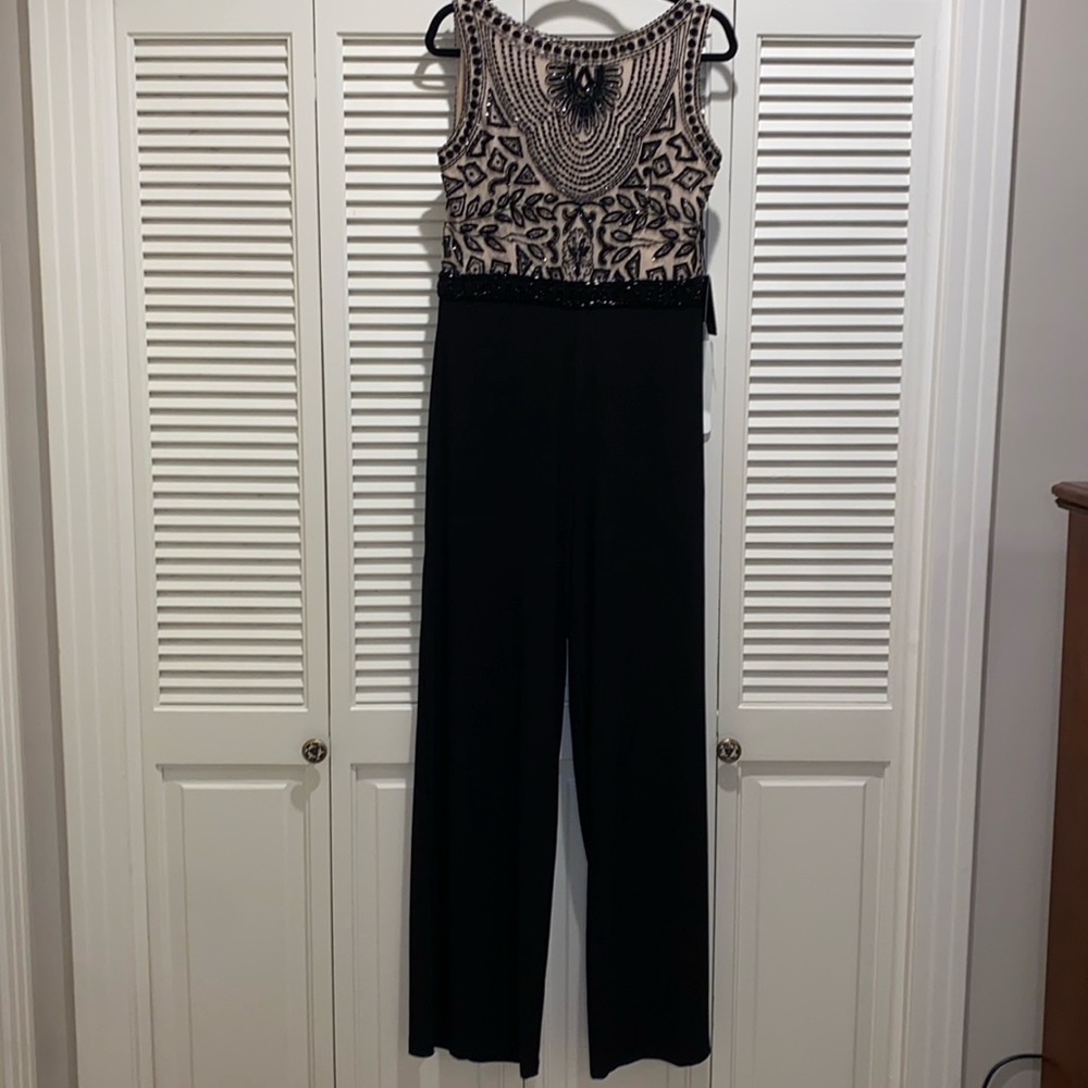 ADRIANNA PAPELL BEADED HALTER JUMPSUIT size 14